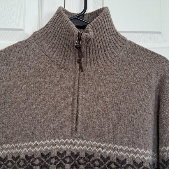 J.Crew Men's L Brown 100% Lambs Wool 1/4 Zip Long Sleeve Turtleneck Sweater - Picture 5 of 8